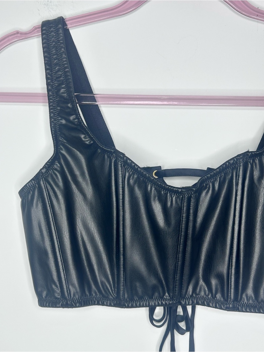 NWT Victoria’s Secret Very Sexy Faux Leather Lace Up Corset Top Black - Picture 2 of 6